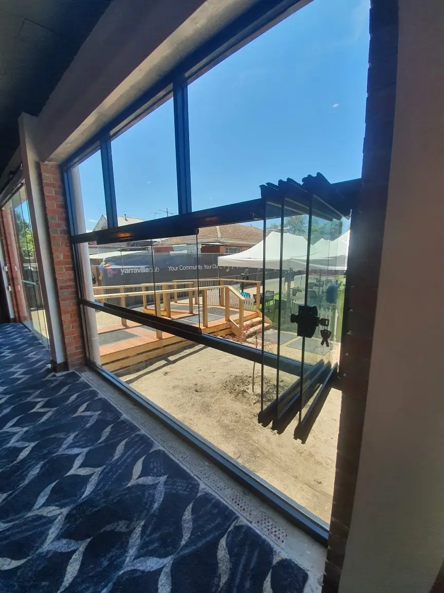 Completed balcony glass panels at Yarraville Bowling Club